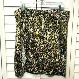 Antonio Melani Leopard Print Faux Wrap Skirt Size 14